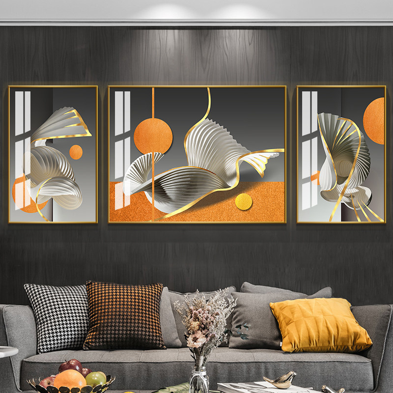 轻奢客厅装饰画三联画现代简约沙发背景墙面挂画抽象艺术壁画墙画
