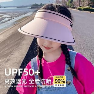 儿童防晒帽夏季2024新款女童太阳帽防紫外线空顶遮阳帽男童帽子