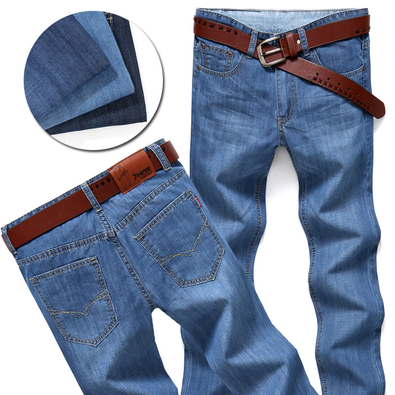 man Self cultivation Straight Jeans Large Middle-waisted Men's summer Thin section Youth leisure time trousersin the Men's clothing, Jeans category - from Buy2taobao.com to provide professional Taobao agent buy service