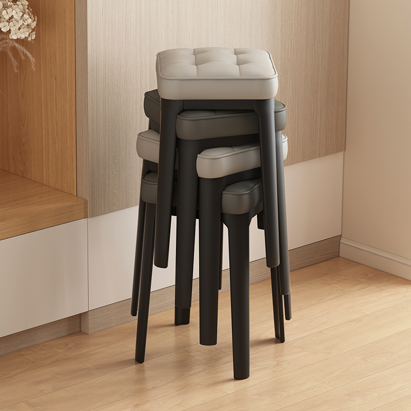 家用可叠放凳子加厚软包餐桌椅子塑料小凳子客厅备用方凳结实耐用