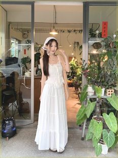 温柔风套装女夏季甜辣蕾丝花边吊带背心超仙长裙白色半身裙两件套