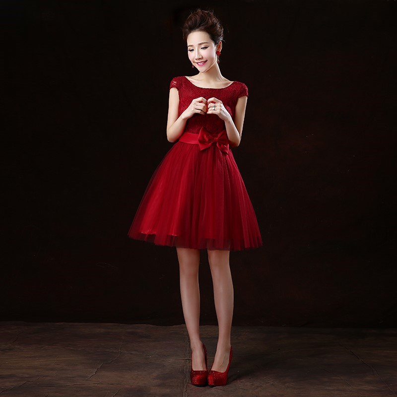 礼服敬酒服短款2017新款秋季伴娘服酒红色晚新娘结婚宴会演出新娘在类目 女装/女士精品, 婚纱/旗袍/礼服, 礼服/晚装中 - 来自Buy2taobao.com提供专业的淘宝代购服务