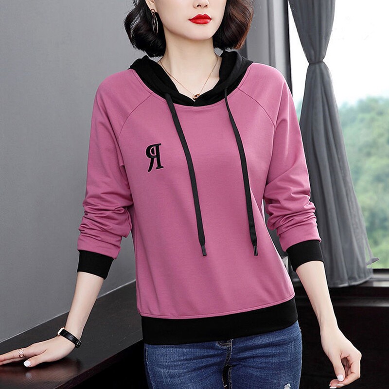 带帽长袖卫衣女2022年新款春季40岁中年妈妈含棉50岁女人卫衣小衫