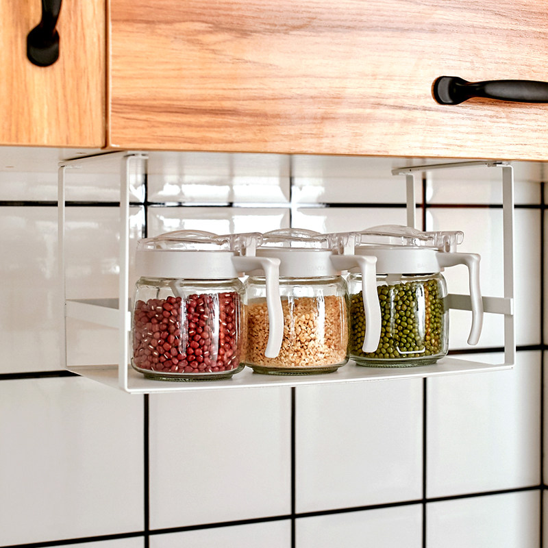 橱柜悬挂置物架免打孔多功能家用调料架墙上挂篮油盐酱醋收纳架子