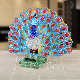 diy手工串珠家居孔雀摆件材料包珠子编织手工艺品公司装饰品制作