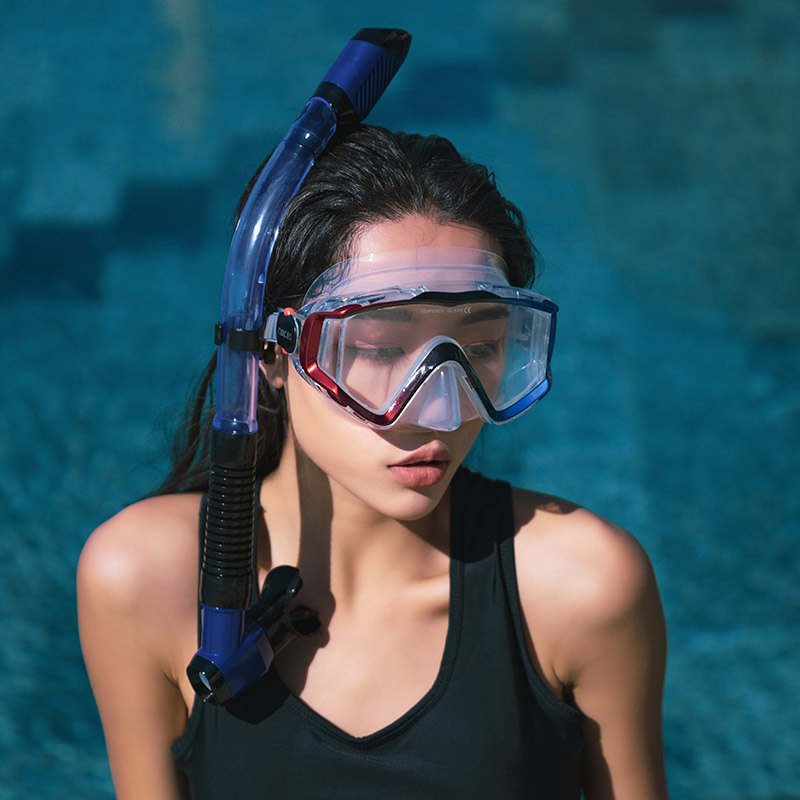 潜水镜浮潜三宝套装全干式呼吸管近视成人眼镜儿童面罩游泳装备