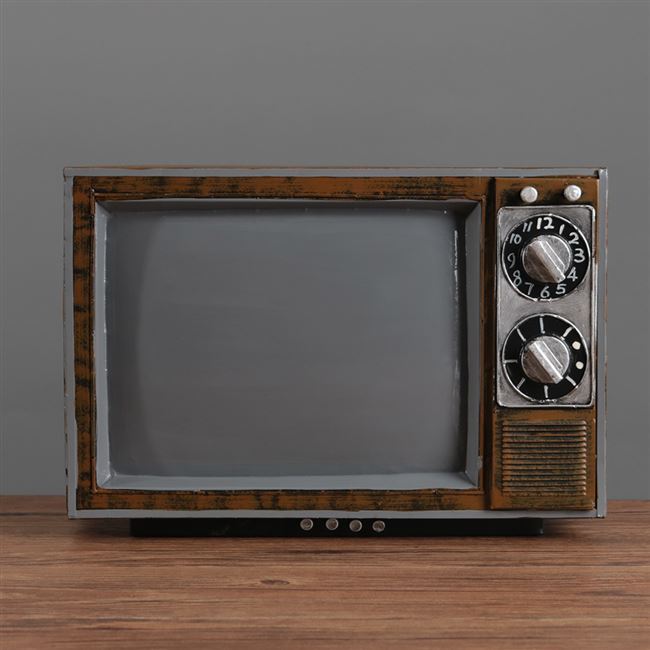 80年代老物件摆件复古怀旧黑白电视机模型酒吧咖啡厅橱窗装饰道具