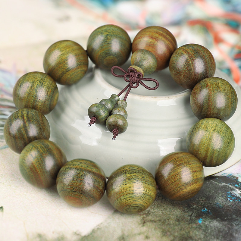 绿檀手串佛珠檀木盘玩女款文玩男士檀香念木珠阿根廷手链男正品