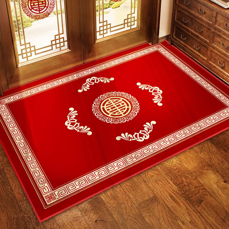 红色入户门地垫中式家用门口蹭脚垫子进门地毯防滑可裁剪定制耐脏