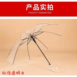 创意半自动折叠伞男女直杆长柄透明晴雨伞学生可爱儿童韩版小清新