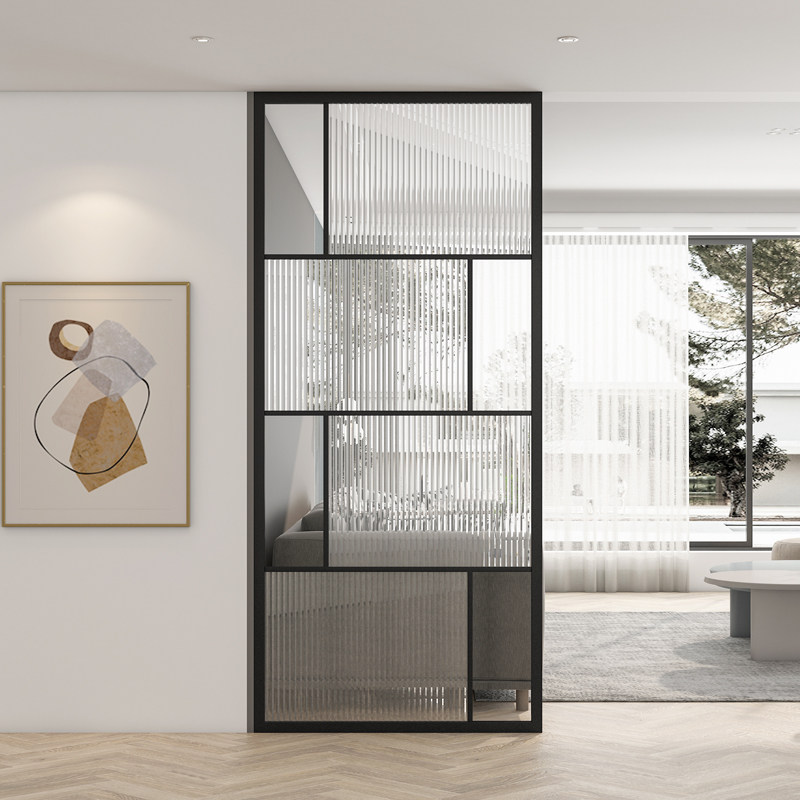 轻奢屏风隔断客厅玄关金属隔墙板家用现代简约卫生间长虹玻璃格栅