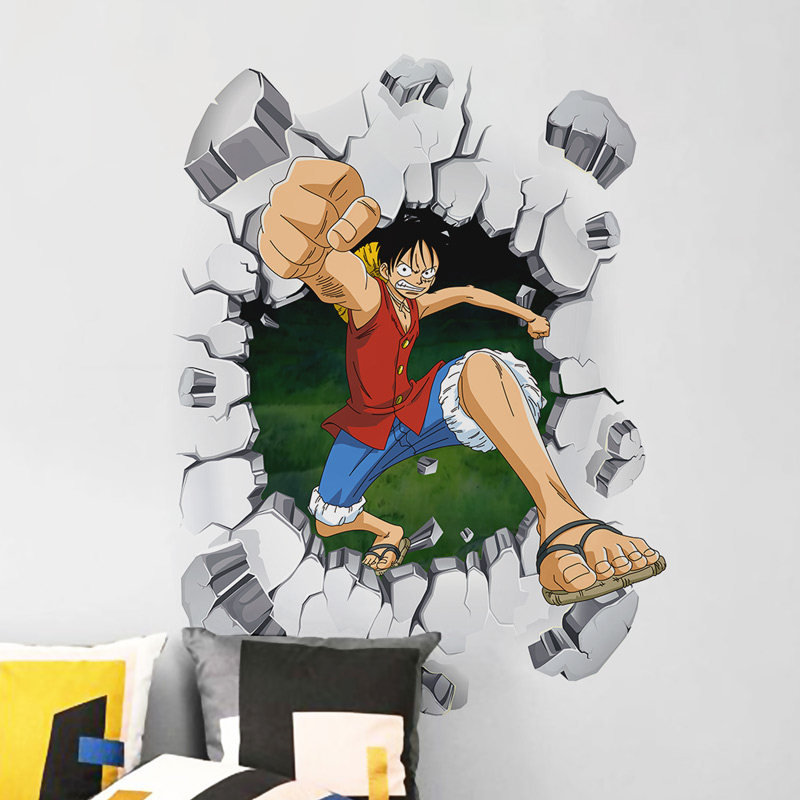 海贼王动漫3d个性墙贴纸房间装饰改装墙布置防水壁纸自粘立体贴画