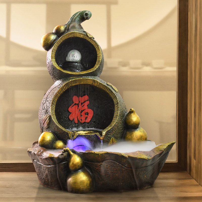 大流水摆件风水招财落地喷泉中式水景生财循环水转运现代简约家用