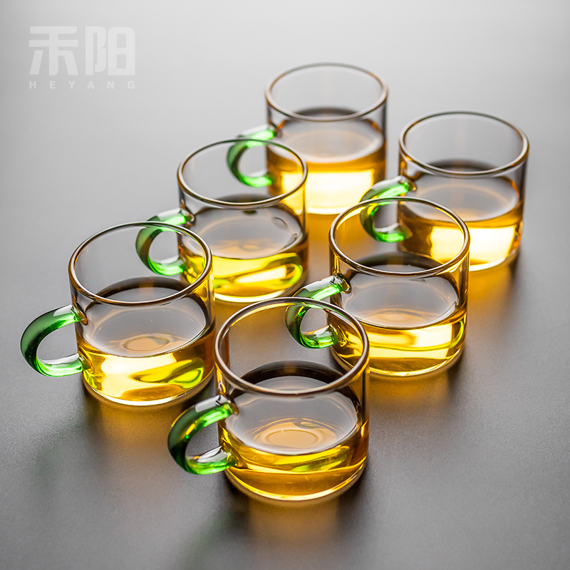 禾阳 小茶杯功夫茶具套装家用带把透明玻璃杯子 喝茶绿茶单人泡茶