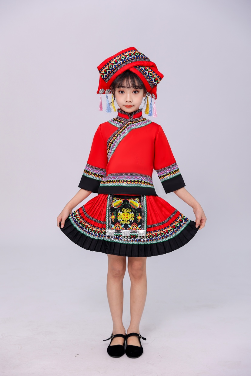 三月三儿童演出服装少数民族男女童壮族苗族瑶族元旦表演舞蹈服饰