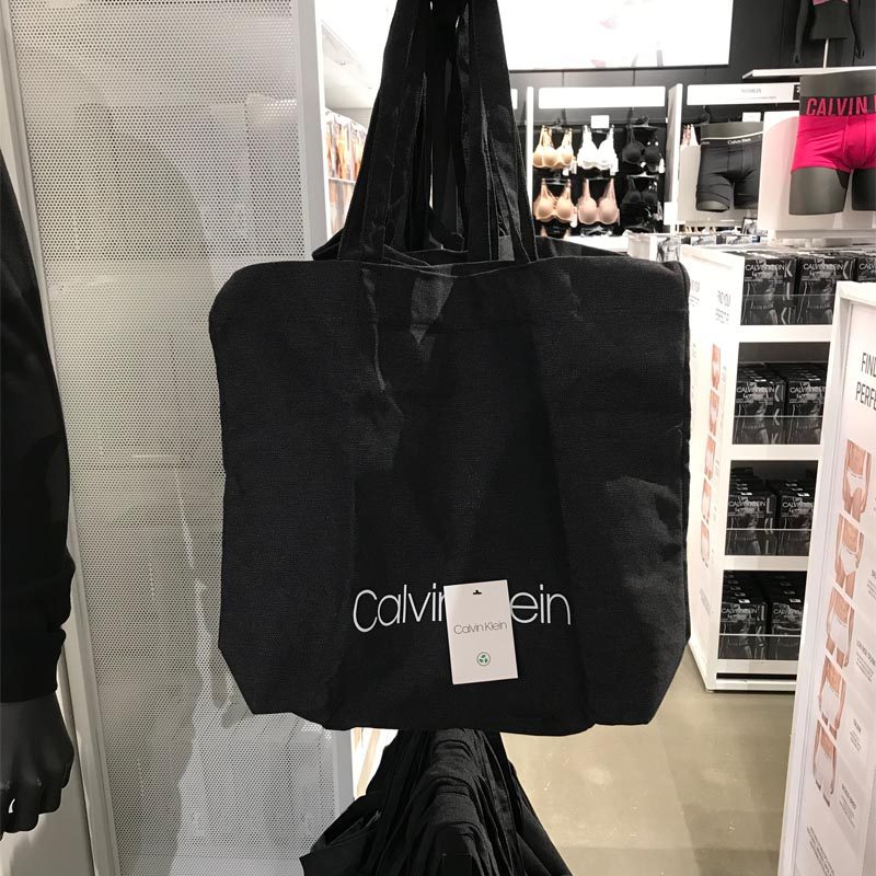 calvin klein ck休闲纯色字母大容量帆布袋购物袋环保袋单肩包袋