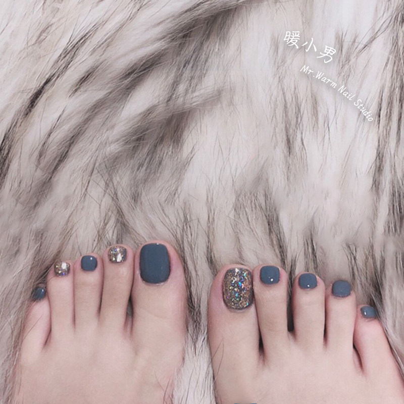 暖男美甲 warm nails的优惠券大全—2021蓝山色脚趾甲贴片日系显白