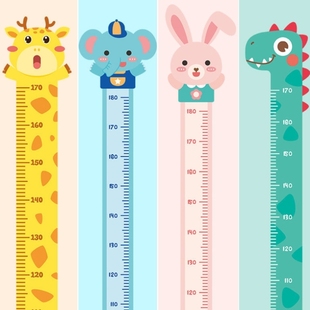尺子量身高小朋友动物量身高小鹿测量表成长树小女孩儿童身高墙贴