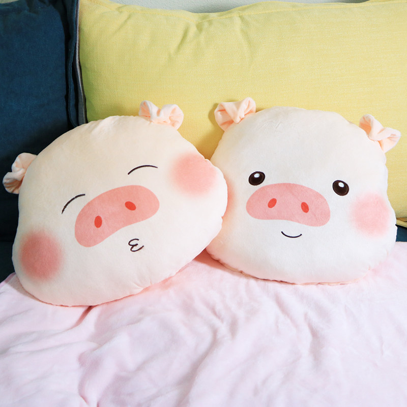 可爱猪抱枕沙发床头枕头暖手三合一靠垫学生宿舍毛毯毯子空调毯
