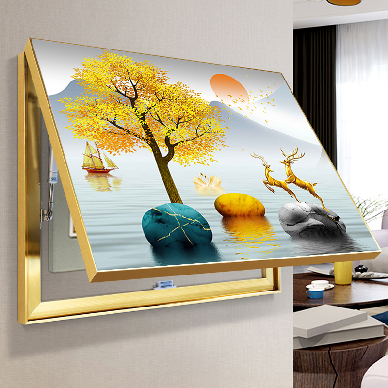 电表箱画装饰画推拉轻奢风2022新款配电箱遮挡挂画强弱电箱电闸盒