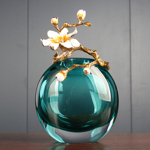 新中式古法琉璃花瓶工艺品客厅家用轻奢玄关电视柜珐琅彩装饰摆件