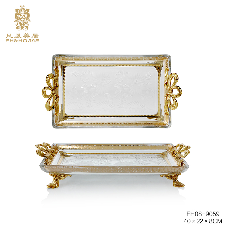 Phoenix Mercure European style transparent Glass dish base square carving decorate A plate High-end Home Furnishing Decoration giftin the Home accessories , Decoration category - from Buy2taobao.com to provide professional Taobao agent buy service