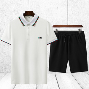 2019夏季新款休闲五分裤男套装夏季新款polo衫短袖潮流帅气两件套