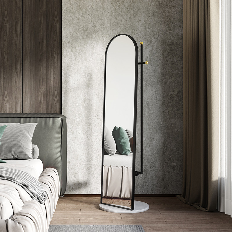 轻奢立体旋转全身镜家用卧室落地穿衣镜挂衣架收纳一体试衣镜子