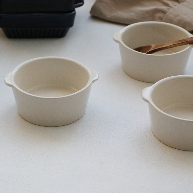 半颗橘子ho迷你白色小双耳碗小烤碗零食碗冰淇淋球小碗蘸料小碗