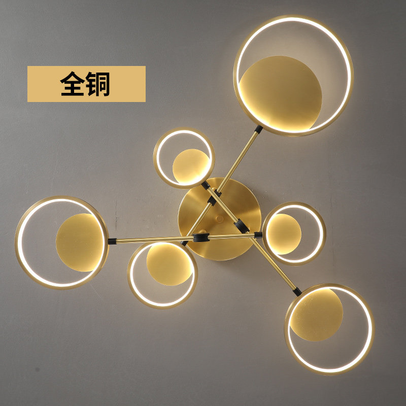 全铜灯轻奢金色吸顶灯客厅灯后现代简约创意卧室北欧吊灯网红灯饰