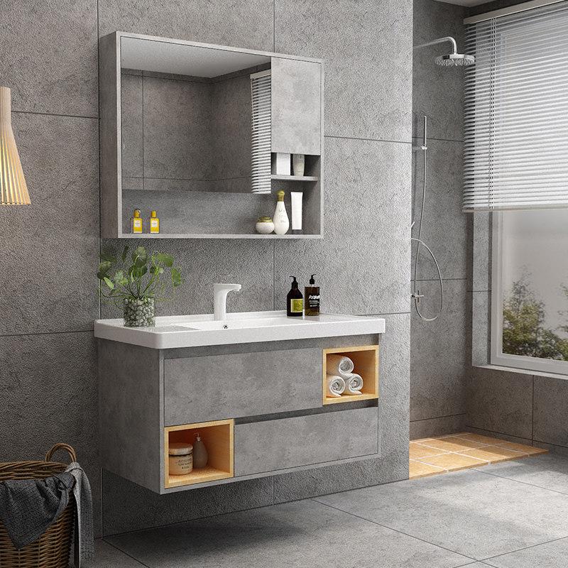 北欧轻奢实木浴室柜组合现代简约卫生间洗漱台洗手洗脸台盆柜