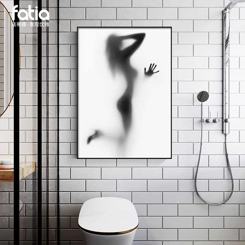 卫生间壁画防水女人艺术酒店浴室洗手间装饰画轻奢厕所淋浴房挂画