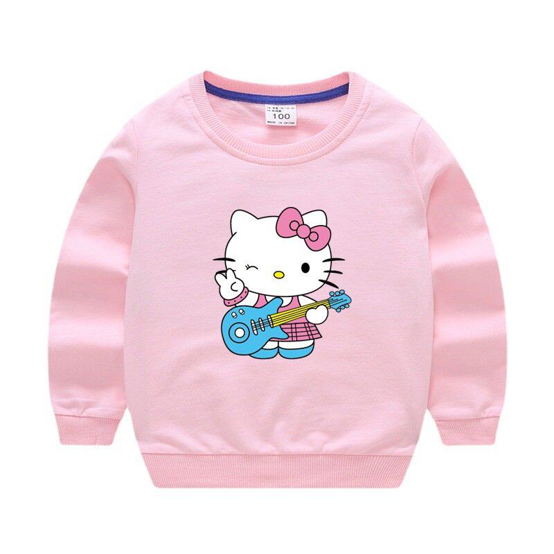 凯蒂猫春秋季童装女童宝宝长袖卫衣t恤上衣儿童圆领卡通薄款衣服