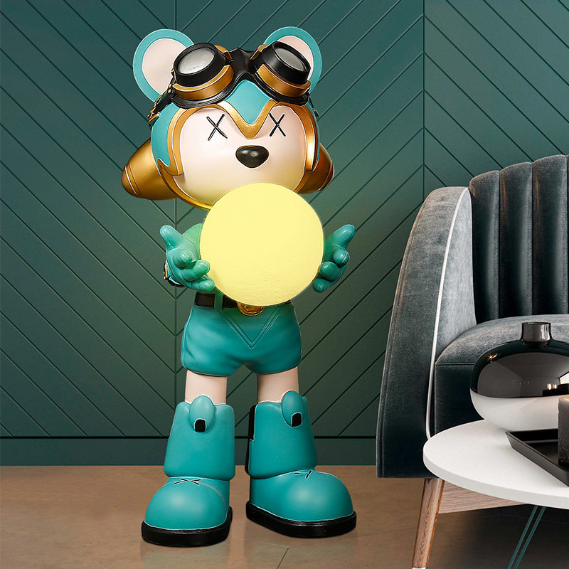 抱灯星际熊暴力熊宇航员落地摆件客厅卧室儿童房潮酷卡通风装饰品