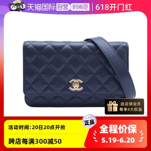 【自营】中古98新Chanel/香奈儿女斜挎包22A手工坊 金币WOC 蓝色