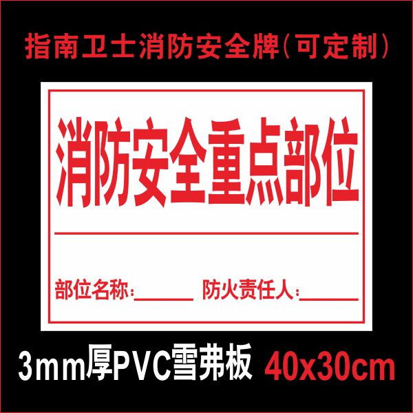 消防部位管理安全重要车间工厂提示名称防火标志牌