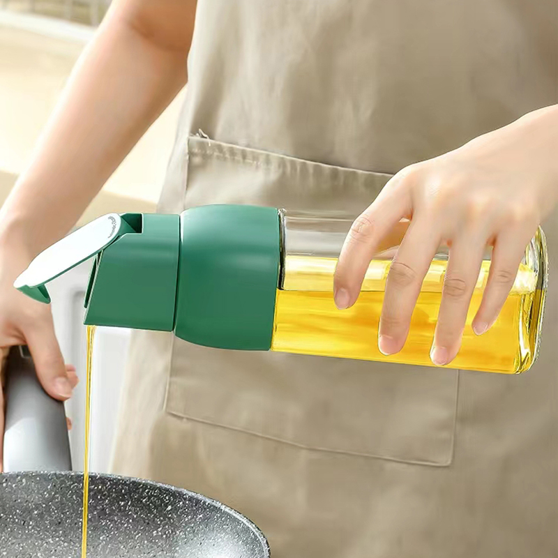 玻璃油壶家用重力开盖自动开合油罐厨房不挂油防漏酱油醋瓶调味瓶