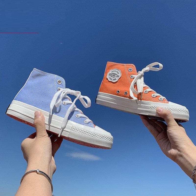 遇光变色帆布鞋女爆改运动鞋白色平底ins高帮鞋跑步复古白鞋情侣|ruв категории Женская обувь, холст обувь - от Buy2taobao.com для оказания профессиональной услуги покупки агента Taobao