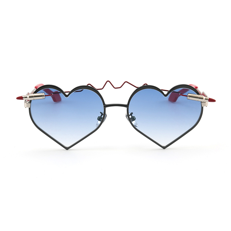 官方店铺 whatever eyewear 黑框蓝色镜片穿心爱心眼镜太阳镜