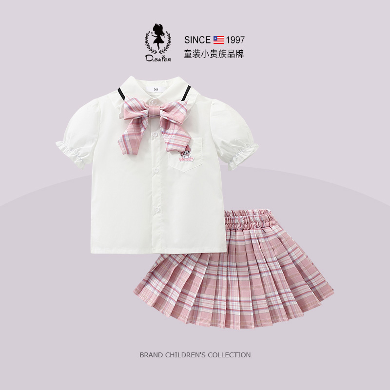 sesameclub女童套装夏季2024新款JK美乐蒂衣服学院小女孩儿童裙子