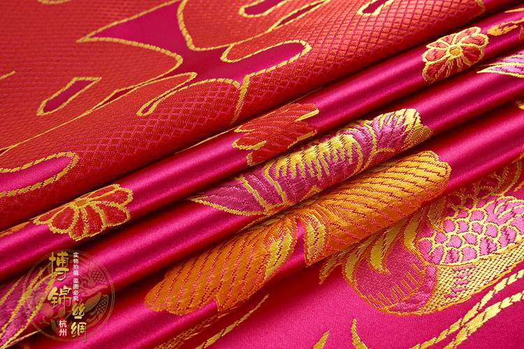 杭州丝绸织锦缎褥子面图片