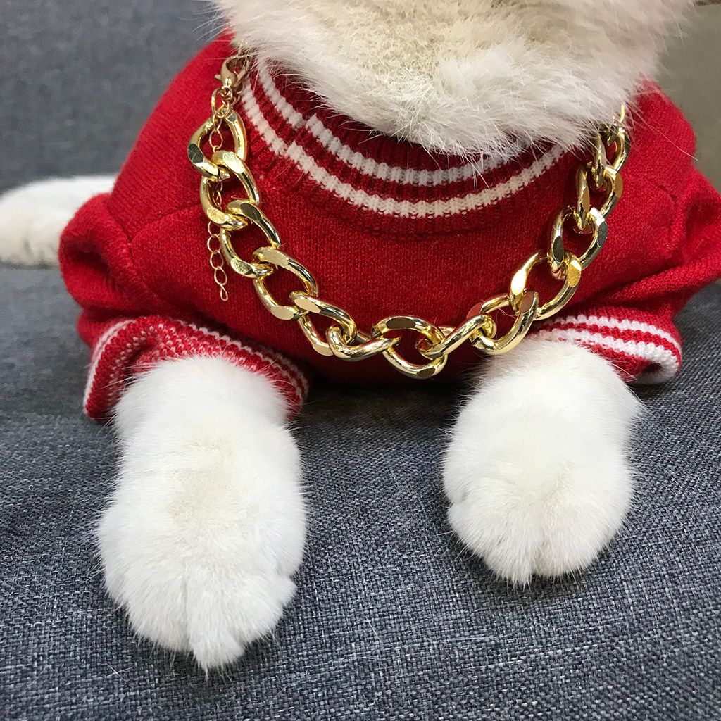 法斗狗金链子项圈_宠物金项链猫咪狗狗颈脖子挂饰法斗大金链子项圈