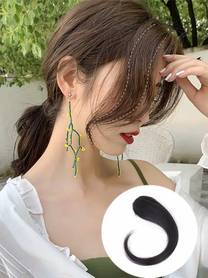 斜刘海假发片隐形无痕 偏分_韩式中分八字刘海假发片网红修脸隐形无痕