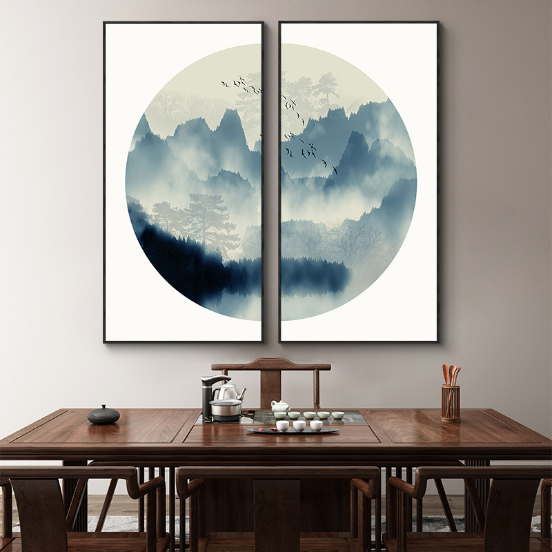 沙发墙画客厅装饰画新中式优惠券爱比价妈妈