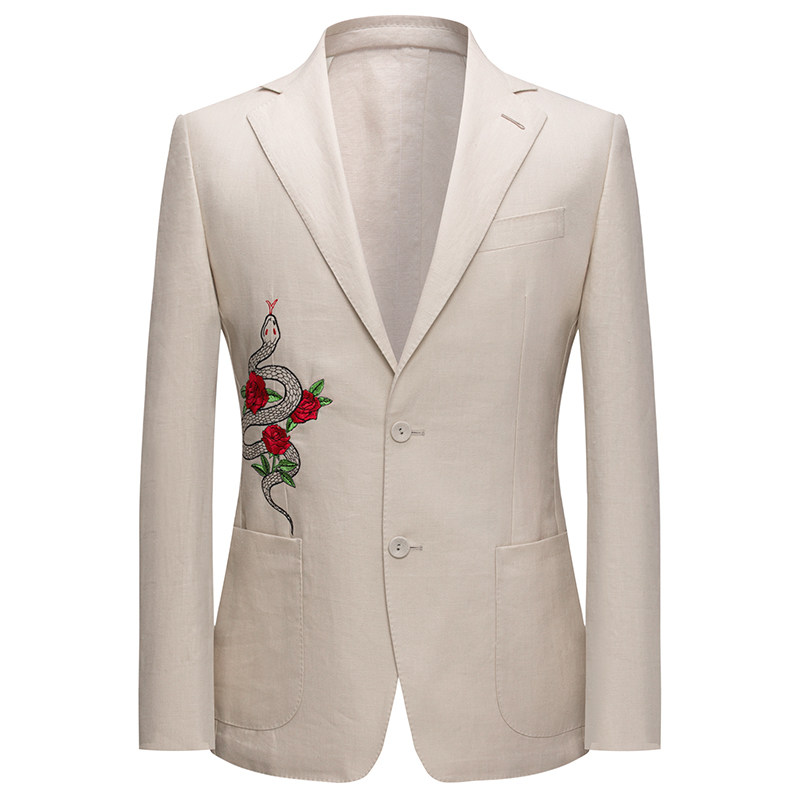 本派服饰旗舰店的优惠券大全—本派亚麻西服男刺绣2021新款男士西装潮