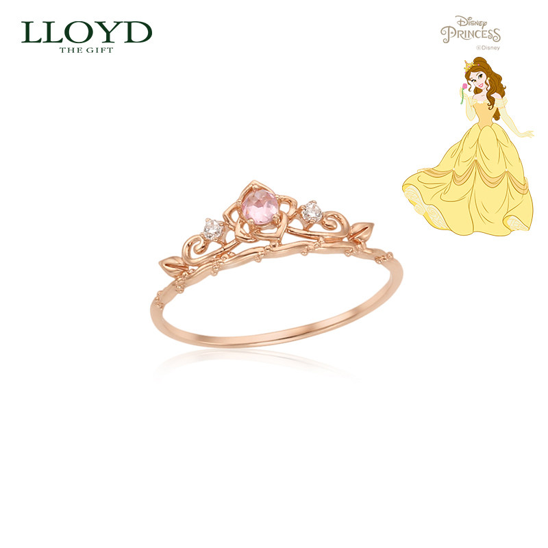 lloyd迪士尼公主联名戒指女 10k金贝儿公主皇冠款