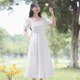 白色连衣裙女夏季高级感桔梗法式初恋小白裙收腰显瘦气质森系长裙
