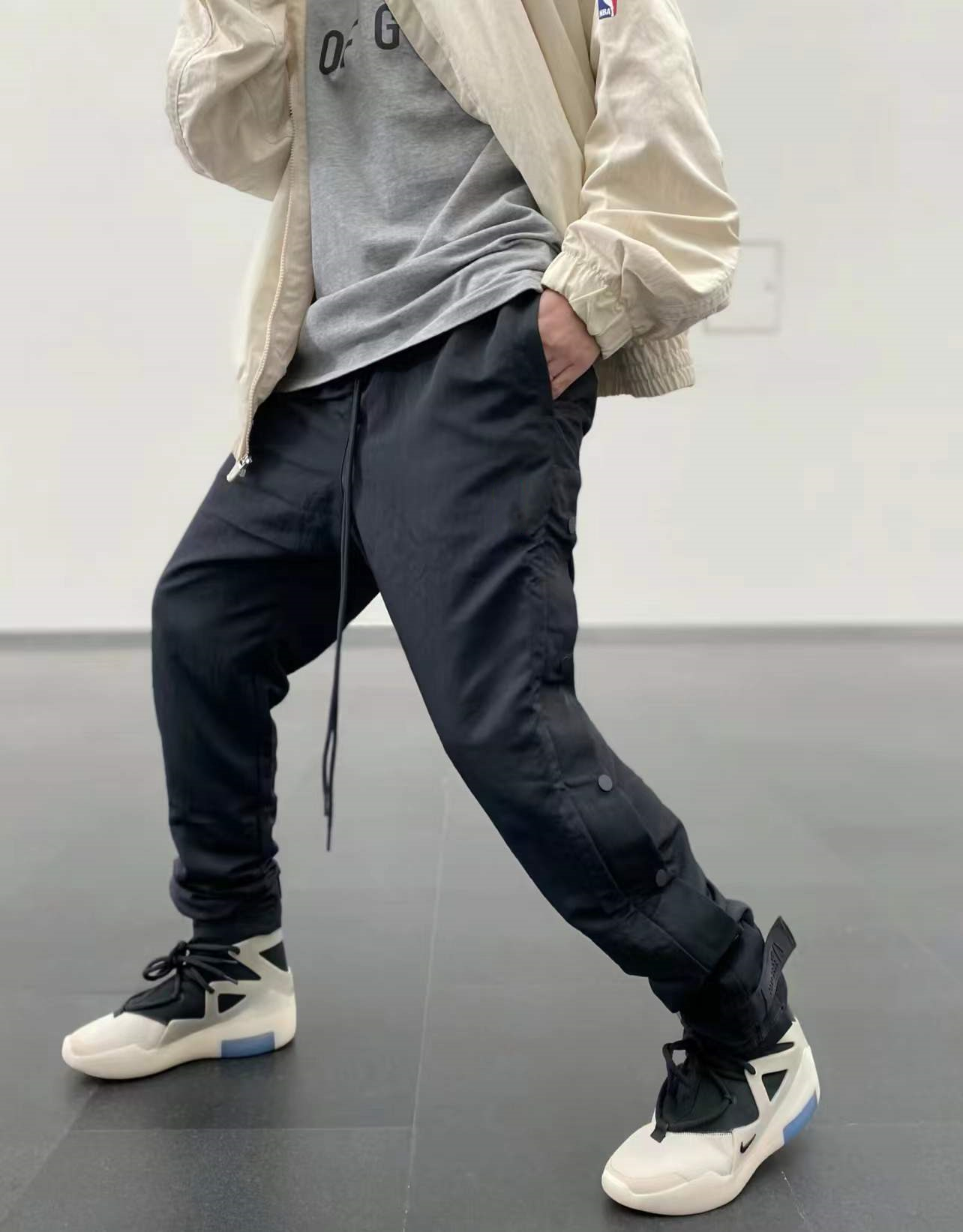 fog fear of god 联名高街尼龙排扣魔术贴运动休闲长裤男女同款