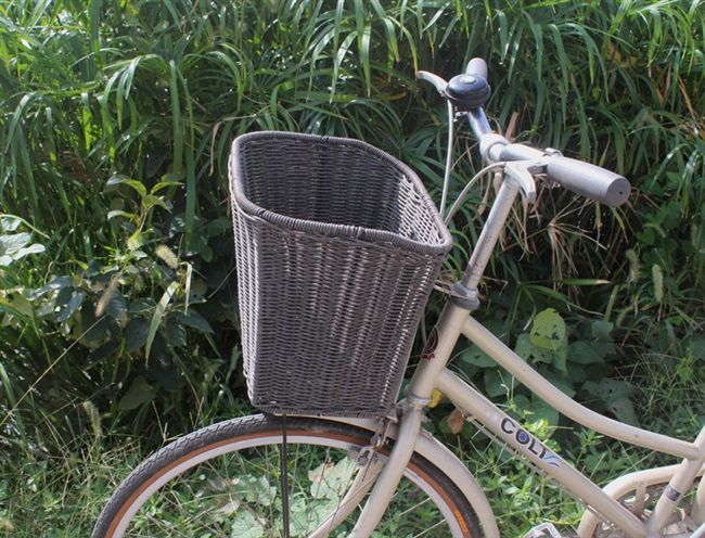 柳编自行车车筐田园车篮子图片