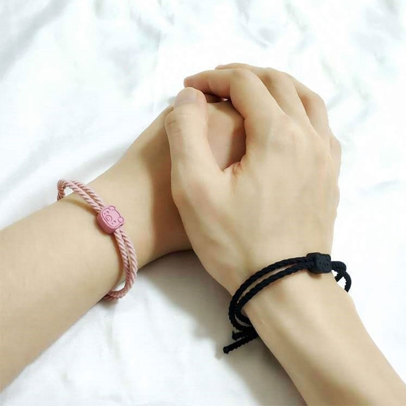 情侣手环小皮筋头绳男朋友异地恋黑色发圈可爱网红简约手绳发绳